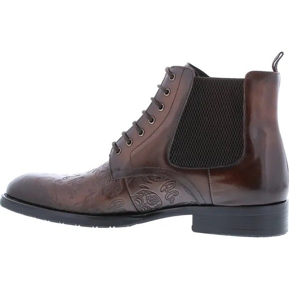 Robert Graham Hyperspace Skull Embossed Lace-Up Leather Boot in Brown main image 4